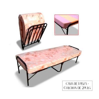 Cama Plegable 1 Plaza + Colchón 2Pulg