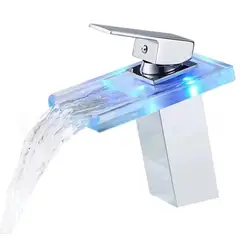 PGW - Grifo Premium - Monocomando Led - Cascada - Vidrio templado