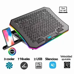 Teros - Cooler Teros Te-7130n Rgb Con 7 Niveles Hasta 19 Pulgadas
