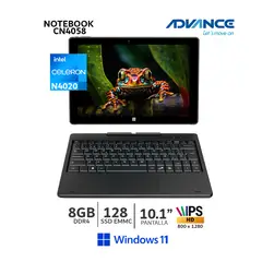 ADVANCE - Laptop CN4058 2 en 1 Celeron N4020 RAM 8GB Disco 128GB 10.1 Pantalla táctil Windows 11