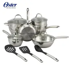 OSTER - Juego de Ollas y utensilios Ridgewell 13 piezas Acero Inoxidable Plata