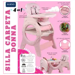 VOYAGE - Silla de Comer Escritorio 4 en 1 DONNA CON PLATITO, LEGOS