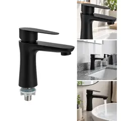 APACHE - Grifo Caño Monomando Lavabo Fantini Agua Fría Negro Mate de Acero