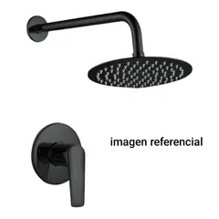 GENERICO - Combo Set Mezcladora Redonda Ducha 30cm Completa Negro Mate