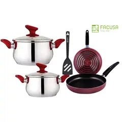 FACUSA - Juego de Ollas 7 piezas con Sartenes