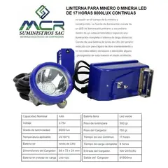 GENERICO - LINTERNA PARA MINERO O MINERIA LED DE 17 HORAS 8000LUX CONTINUAS