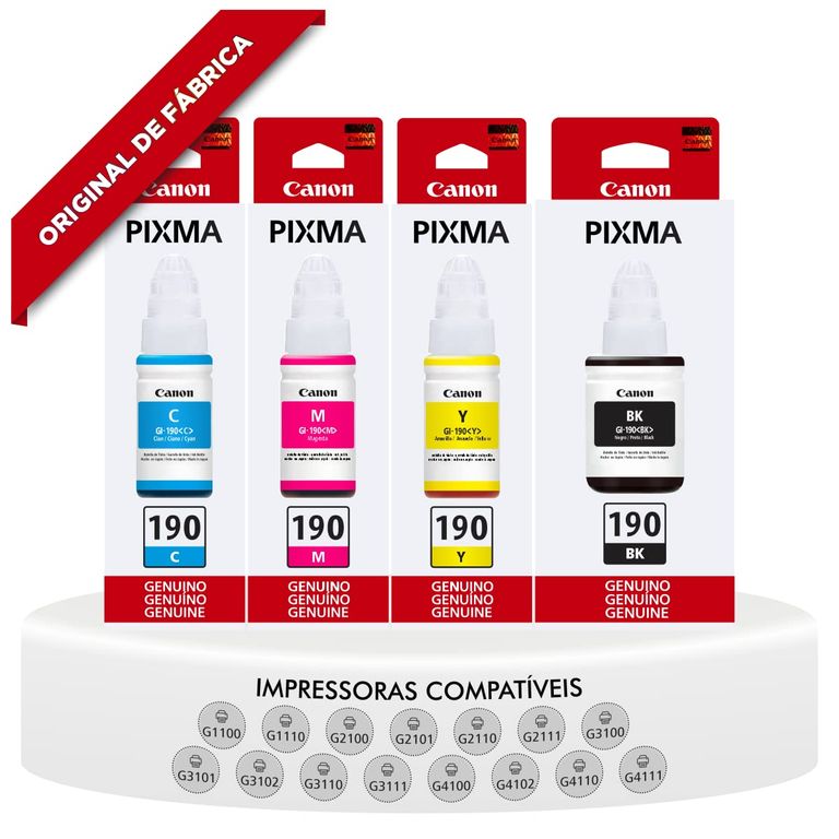 KIT DE 4 TINTAS CANON GI 190