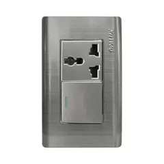 OPALUX - Interruptor + Tomacorriente Universal Metálico OP-SP39