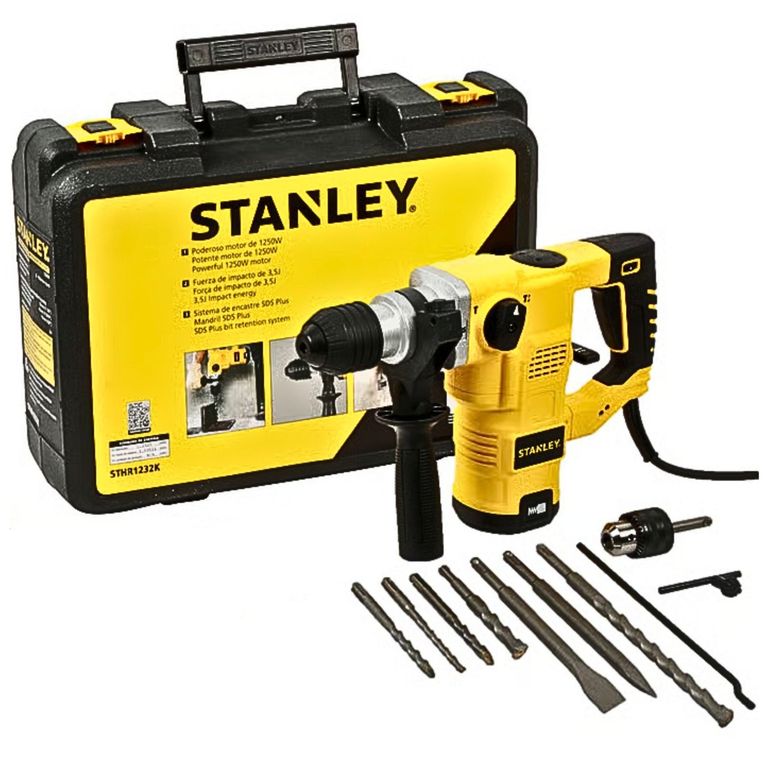 Rotomartillo SDS Plus Eléctrico 1250W Stanley maleta brocas cinceles