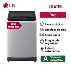 LG - Lavadora WT9GL Carga Superior 9kg Gris Lavado rapido Bloqueo de seguridad