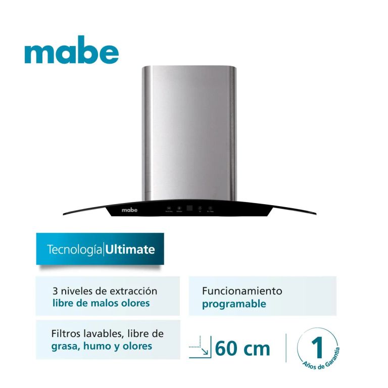 Campana de Pared 60 cm 3 Velocidades Inox Mabe CM6018PIY0
