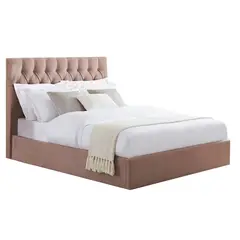 GENERICO - Cama Tapizada Capitoné 2 Plazas Melón