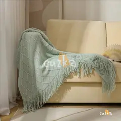CASATEX - Mantas De Punto Suave en 3D Para Sofá Y Cama Ligth Green