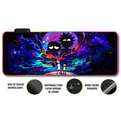 GENERICO - Mouse pad gamer antideslizante con luz rgb de 80x30 Rick Morty