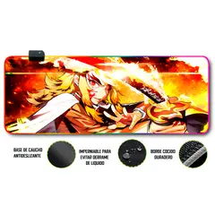 GENERICO - Mouse pad gamer antideslizante con luz rgb de 80x30 Rengoku
