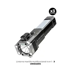GENERICO - 3 LINTERNA MARTILLO MULTIFUNCIONAL 4 EN 1
