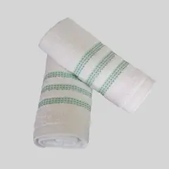 SLEEPER - Pack de 02 Toallas Mano Bahamas Blancas con cenefa Verde