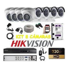 HIKVISION - Kit 8 Cámaras Seguridad HD 4tb + cable