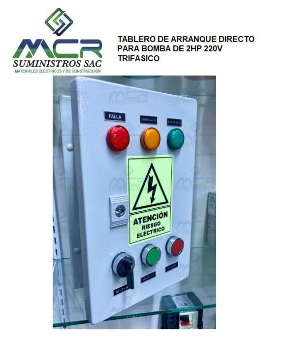 TABLERO DE ARRANQUE DIRECTO PARA BOMBA DE 2HP 220V TRIFASICO