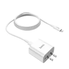 GENERICO - ADAPTADOR DE 20 WATTS CON CABLE TIPO C A LIGHTNING HOCO C76 PLUS
