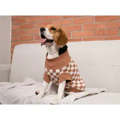 PRETTYPETS - SUETER CUADROS MARRON L PARA MASCOTAS PRETTY PET