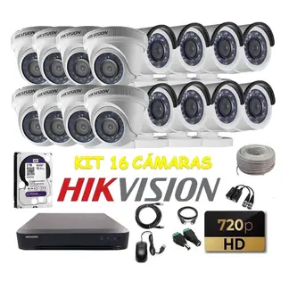HIKVISION - Kit 16 Cámaras Seguridad HD 2tb + cable