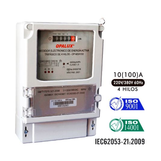 Medidor de Energía Trifásico Analógico 220V380V OP-M3A100 OPALUX