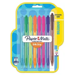PAPER MATE - Bolígrafo Inkjoy 100Rt Pta Surtidos 8ct
