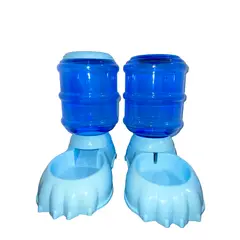 GENERICO - PACK DISPENSADOR DE AGUA Y COMIDA PARA MASCOTAS - CELESTE