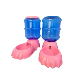 GENERICO - PACK DISPENSADOR DE AGUA Y COMIDA PARA MASCOTAS - ROSADO