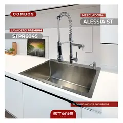 STONE - COMBO LAVADERO STPR6045+ ALESSIA STT-01 CON ESCURRIDOR -STONE
