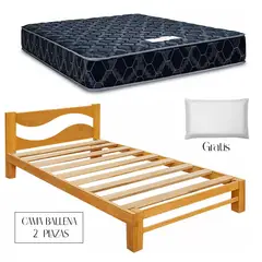 GENERICO - Cama Ballena Desarmable 2 plazas +Colchon Consul +Almohada