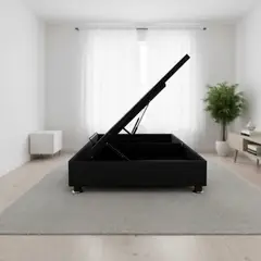 MUEBLES MACRUMO - Box Espacio Tarima reformado 1.5 Plazas + Tela ALPHA (Color Negro)