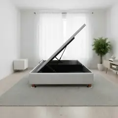 MUEBLES MACRUMO - Box Espacio Tarima reformado 2 Plazas + Tela ALPHA (Color Gris Plata)