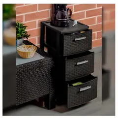 QRUBBER - Cajonera Modelo Infinity Con Ruedas Color Café Oscuro 3 Niveles - MQ