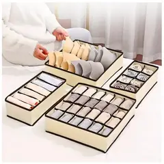 MINARI - Set de 4 Organizadores de Ropa Interior para Cajones Beige W90