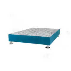 MUEBLES MACRUMO - Box Tarima reforzado y acolchada Queen - Turquesa + Almohada Patas instaladas