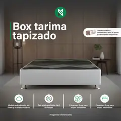 MUEBLES MACRUMO - Box Tarima reforzado y acolchado 1.5 Plazas + Almohada - Gris Claro