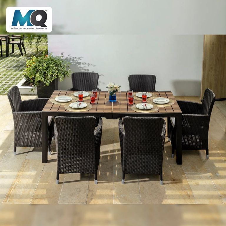 Comedor Con 6 Puestos Modelo Capri Color Café Oscuro - MQ