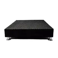 MUEBLES MACRUMO - Box Tarima reforzado, acolchado y Mad. Tornillo + Cuero - Negro 2 Plz + Almohada