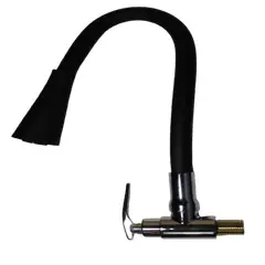 GENERICO - Pico Pared Flexible Negro - Chorro Ancho