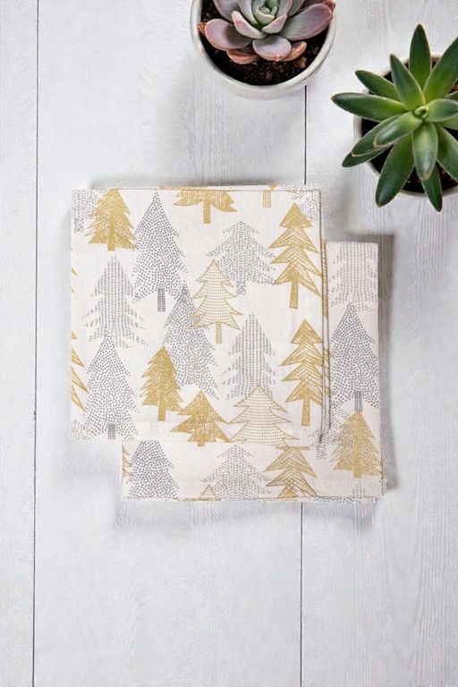 Servilletas Pinos Navidad Algodon 40x40 cm