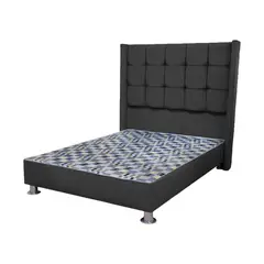 MUEBLES MACRUMO - Cama tapizada Atenas Brazo Recto - 2 Plz - Negro