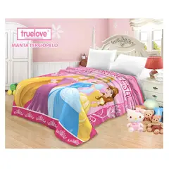 TRUELOVE - Manta Infantil Piel Durazno Princesas 1.5 plazas