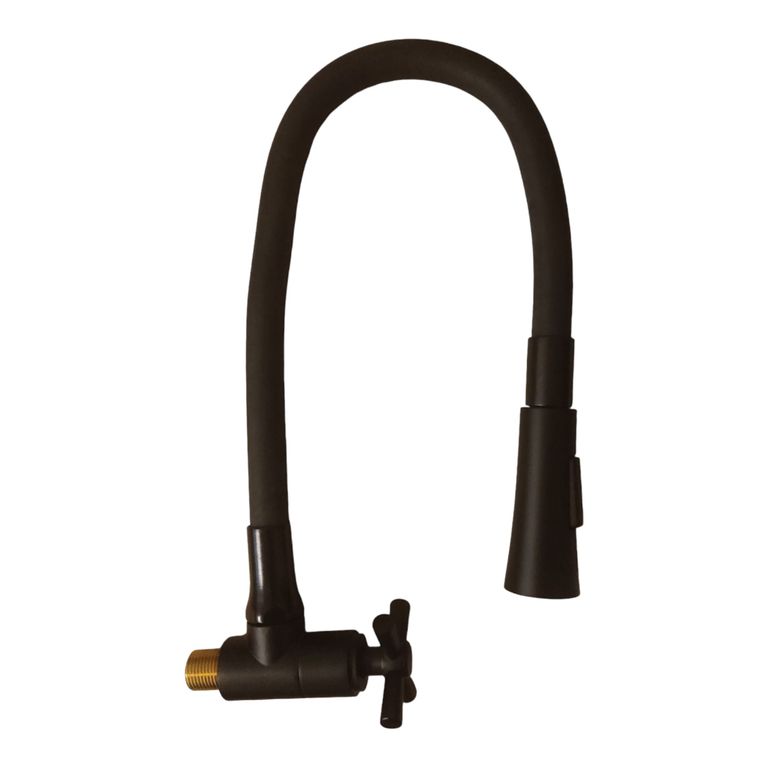Caño Cocina Premium flexible Aireador dos funciones en Acero Negro Mate