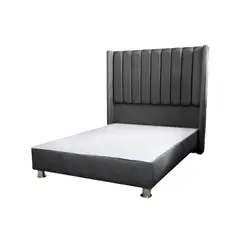 MUEBLES MACRUMO - Cama tapizada Barcelona - 2 Plz - color gris oscuro