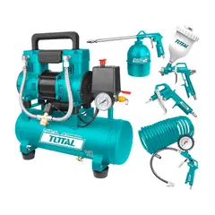 TOTAL TOOLS - Compresora silenciosa 6L + Kit compresor 5 piezas Total