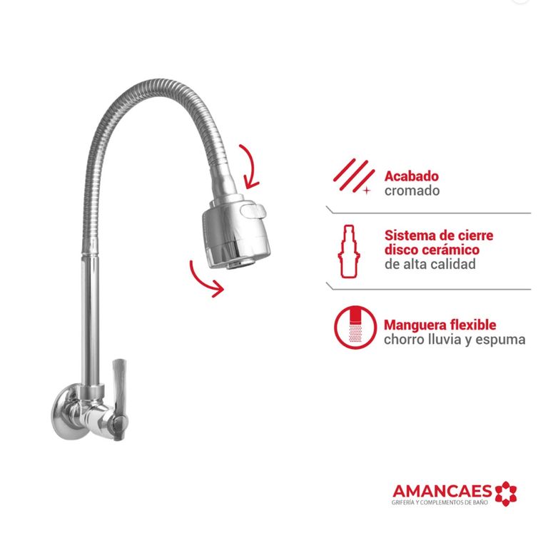 Llave Ganso Flexible Lavadero de Bronce modelo Milett para Pared AMANCAES