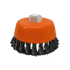 ASAKI - Escobilla de Copa 5″ Acero Trenzado Rosca M14