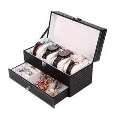 GENERICO - Joyero Cofre Organizador de Relojes y Accesorios 2 niveles